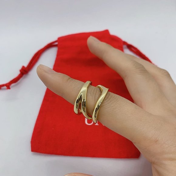 Uno de 50 Ring CROSSED RING Crossed Link Design Gold-plated Metal Alloy - Picture 5 of 6